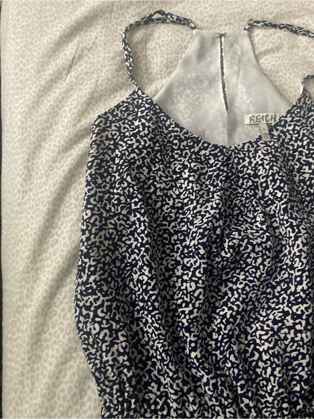 Joie silk White/ Navy  Printed Jumper Romper Adjustable Straps, mini shorts XS - Picture 2 of 10